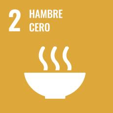Icono ODS 2 Hambre cero con cuenco humeante sobre fondo amarillo representando alimentación básica